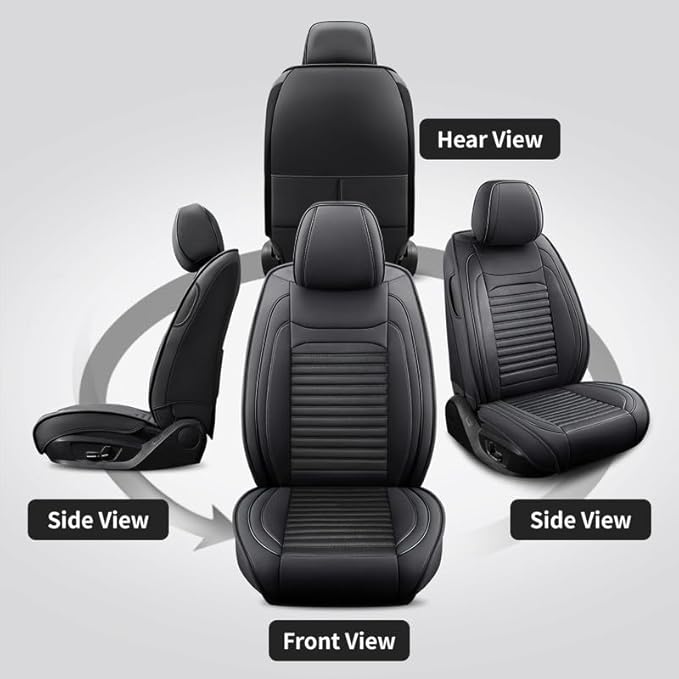 Front Seat Covers Fit for Toyota Matrix 2003-2014, Car Seat Covers Front Seats, Breathable Faux Leather Automotive Seat Covers Front Pair Anti-Slip Seat Cover(Black, Front)
