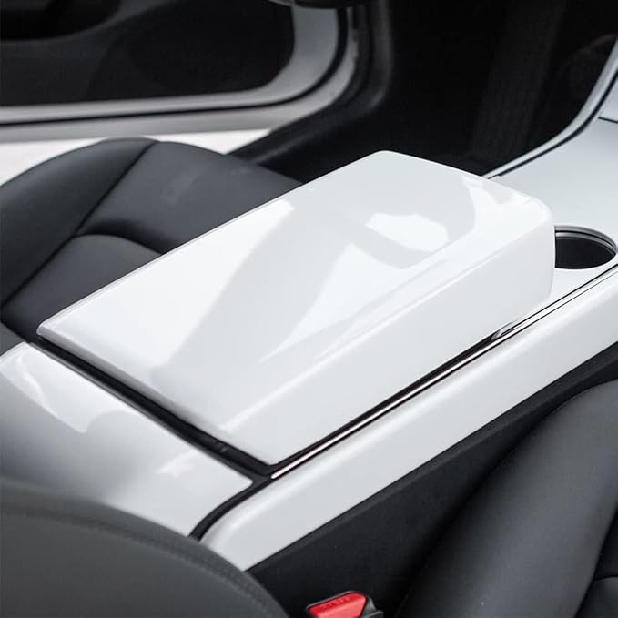 White Armrest Cover for Tesla Model 3 Model Y 2017-2023 Car Center Console Armrest Pad Trim Cover Arm Rest Box Cushion Console Protector Interior Accessories