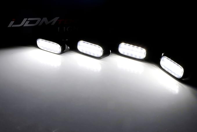 iJDMTOY Smoked Lens Front Grille TRD Style Xenon White LED Lighting Kit Compatible with Toyota 2019-2025 RAV4, Includes (4) 12-SMD Smoke Cover LED Grille Lights & Wiring Harness