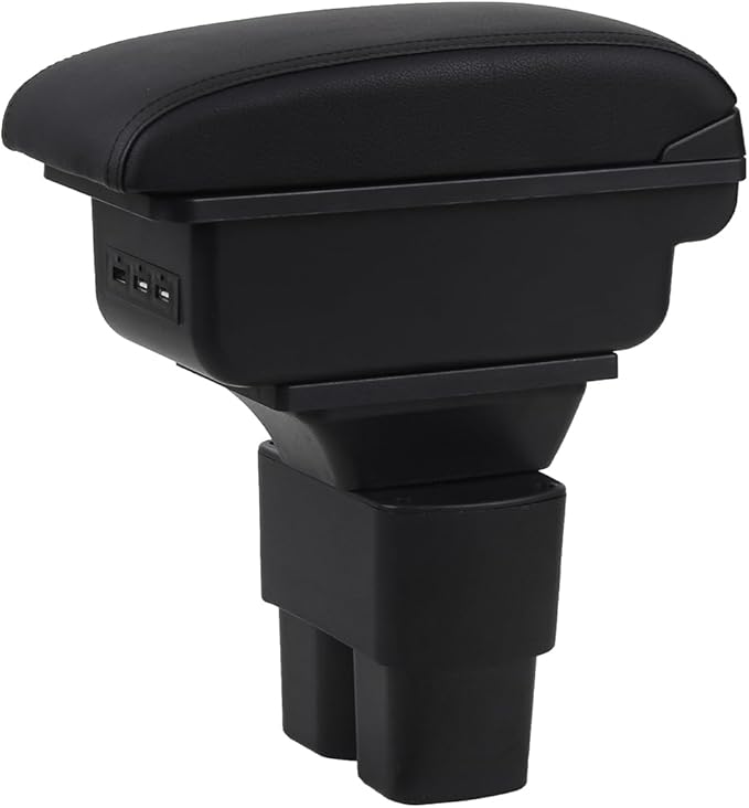 AULPHIKE Compatible with Nissan NV200 Armrest Car Center Console Organizer Armrests Double Layer Storage with 3 USB（Black）