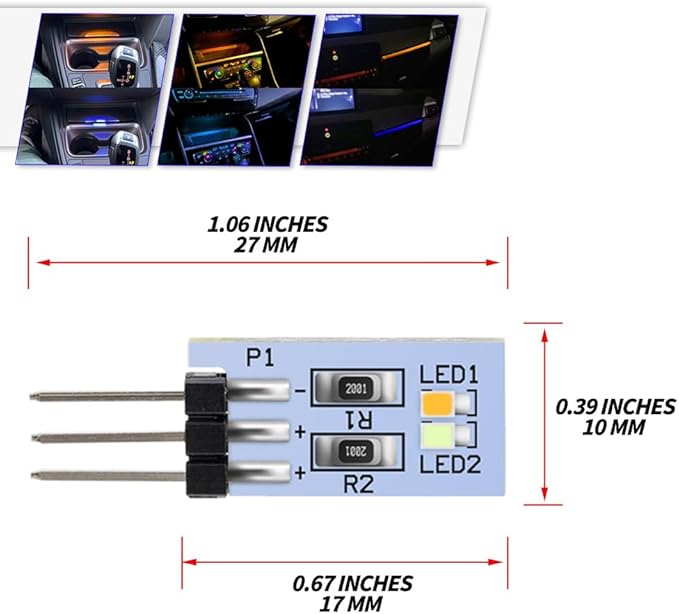 NJSBYL LED Interior Dashboard Storage Ambient Circuit Board for B-MW 2 3 4 Series X1 X2 I3 M2 M3 M4 Pre-LCI Ambient Lighting Module Instrument Panel Ashtray Atmosphere Lamp Blue-Orange Replacement