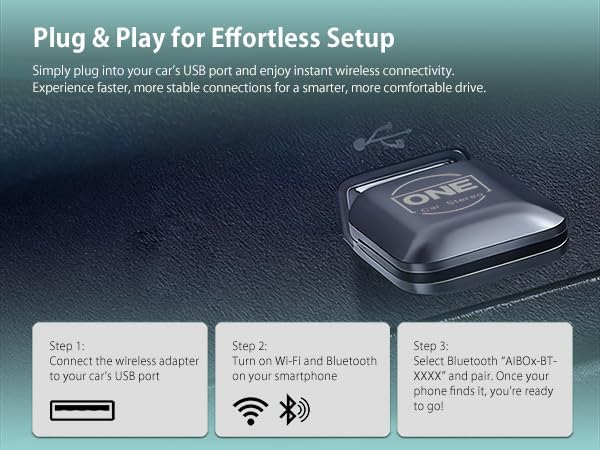 OneCarStereo Mini Wireless CarPlay Android Auto Adapter, Plug & Play, 2026 Upgrade, Convert Wired CarPlay to Wireless for iOS 10+, Fast Stable 5.8GHz Wi-Fi USB Car Play Dongle