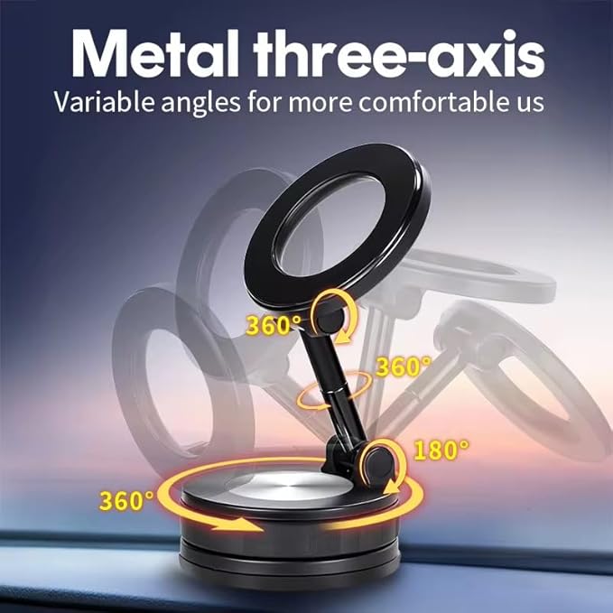 MagSafe Magnetic Car Phone Mount – Super Strong Suction Cup for Dashboard & Windshield – 360° Rotation – Secure Hold for iPhone, Samsung & All Smartphones – One-Hand Use | Fits All Cars