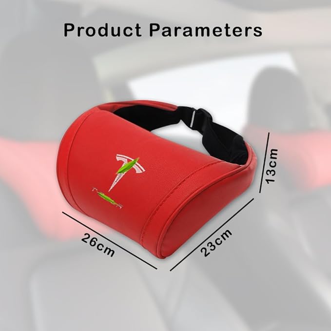 Car Headrest Neck Pillow Support Ergonomic, with Valve Stem Covers Accessory for Driving Seat Fatigue Relief Compatible with Model S X 3 Y & Cybertruck - 1 Piece
