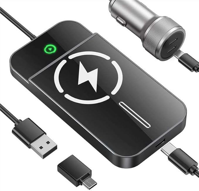 Wireless CarPlay Adapter with Magnetic 15W Fast Charging for iPhone 17/16/15/14/13/12 Series – Wired to Wireless CarPlay Converter, Auto Connect Plug & Play