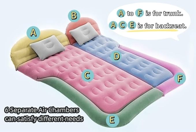 SUV Air Mattress Car Bed Inflatable Mattress for Truck Backseat - Foldable Car Mattress with Flocking Surface and Electric Pump Portable Air Bed Sleeping Pad for Home Car Tent Camping Travel