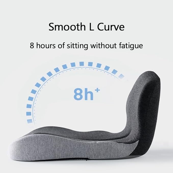 Back and Seat Cushion, Car Seat Cushion, Soothe+ Cushion, Memory Foam L-Shaped Integrated Seat Cushions Lumbar & Lower Back Support for Office Chair, Car (A-Light Grey)