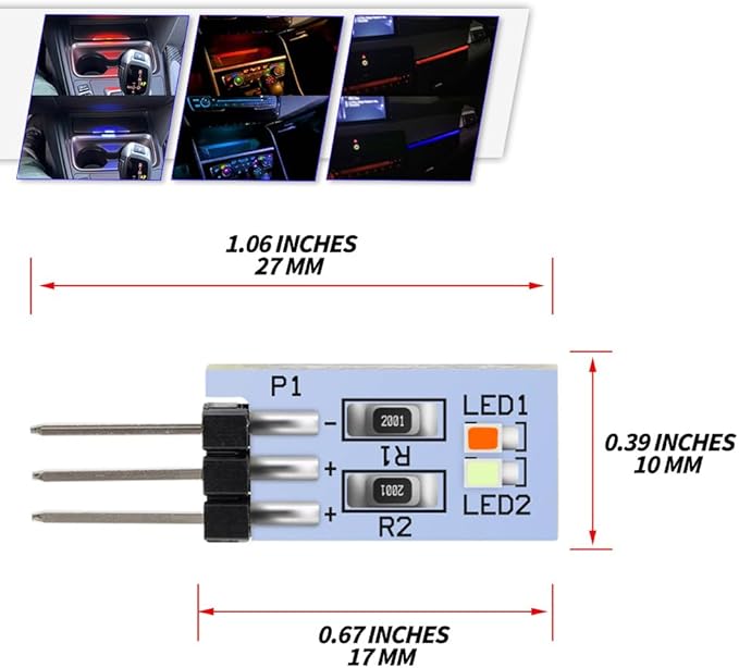 NJSBYL LED Interior Instrument Panel Circuit Board for B-MW 2 3 4 Series X1 X2 I3 M2 M3 M4 Pre-LCI Ambient Lighting Module Dashboard Storage Tray Atmosphere Lamp Blue-Red Replacement