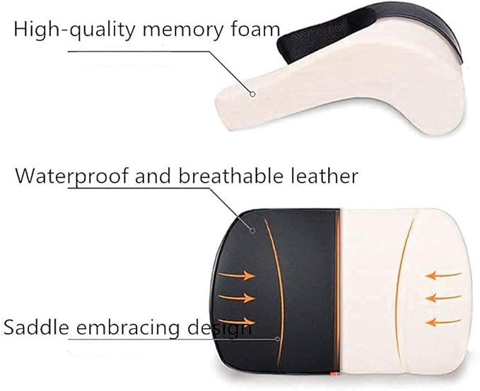 ZHONGLI Car seat Lumbar Support Pillow and car Neck Support Pillow kit, Soft Leather Surface and high-Density Memory Foam are Ergonomic car seat Pillows