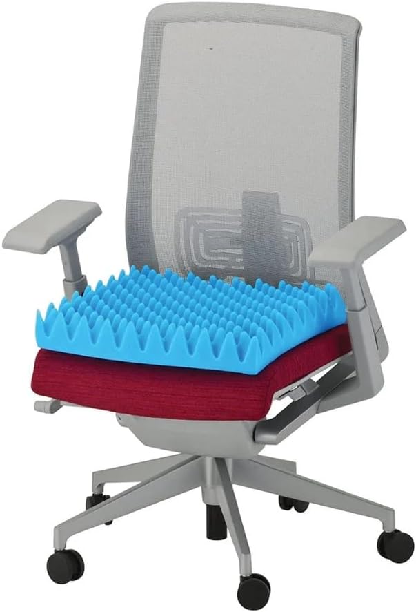 Gilbins Convoluted Egg Crate Foam Chair Cushion, Seat Cushion, Car Seat Cushion, Office Chair Cushion or Wheelchair Cushion to Relieve Back Pain Wheelchair and Recliner Chair Pads (Blue Without Cover)