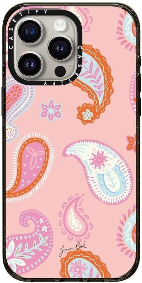 CASETiFY Impact Case for iPhone 15 Pro Max [8.2ft 4X Military Grade Drop Protection/Compatible with Magsafe] - Cowgirl Paisley Pattern - Clear Black