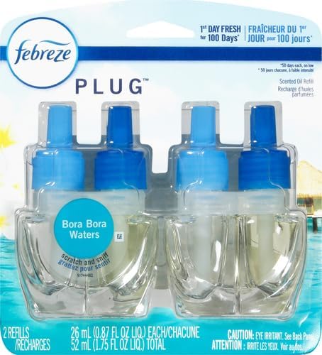 Febreze Odor-Eliminating Fade Defy PLUG Air Freshener Refill, Bora Bora, (2) .87 fl. oz. Oil Refills