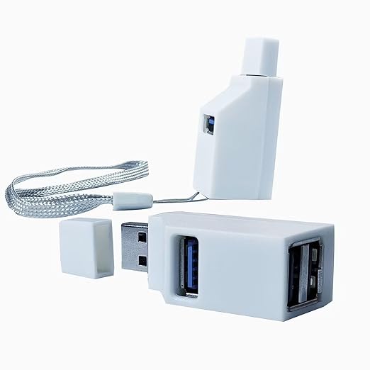 (2 Pack) USB 2.0 Splitter,3-Port USB 3.0 Hub, USB Port Expander Dongle Portable for PC, Laptop and More (White)