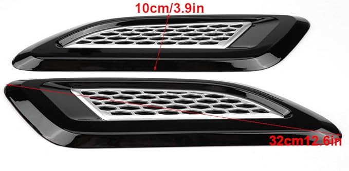 Exterior Hood Air Vent Outlet Wing Trim ABS Plastic Hood Air Vent Trim Replacement for 2012-2018 Sport 2014-2018 Discovery 4 2010-2016 2 2007-2014 (Black & Silver)