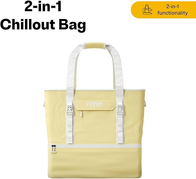 RTIC 2-in-1 Chillout Bag Soft Insulated Cooler Tote, Portable, for Lunch, Beach, Travel, Drink, Beverage, Car, Camping, Picnic, 24-Can Capacity,