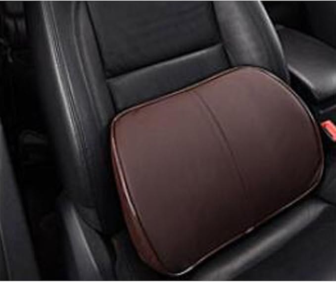 Car Seat Lumbar Support Pillow Neck Pillow Headrest Head Support Back Cushion Pad Soft Memory Foam Artificial Leather for Car Home Office Chairs Lower Back Pain Relief Corrects Posture Coffee