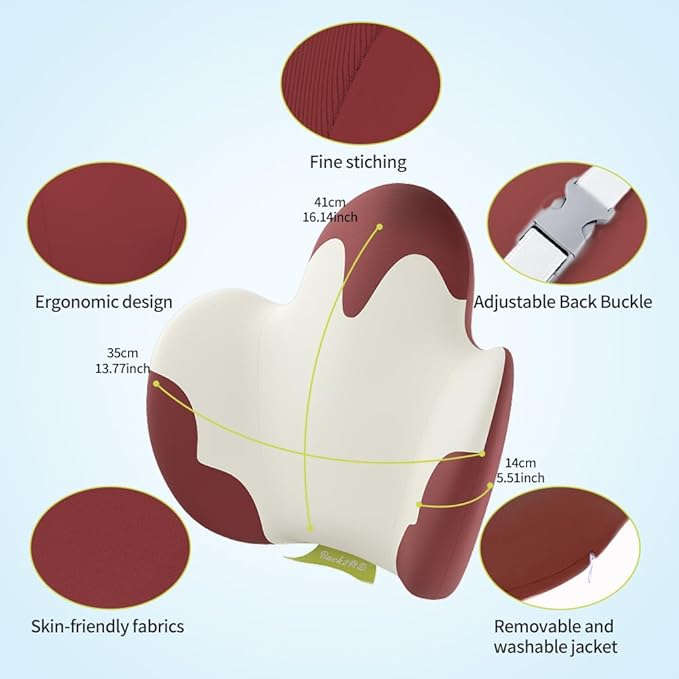 Lumbar Support Pillow for Office Chair, Gaming Chair, Car Driver Seat Back Cushion, Bed & Couch, Gifts for Friends and Parents,Ergonomic Back Support Pillow with Comfortable Memory Foam(Red/White)