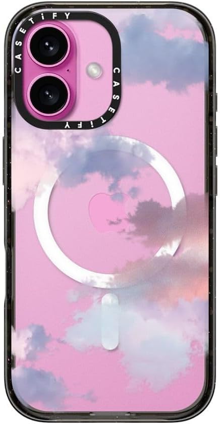 CASETiFY Impact Case for iPhone 16 [Slim / 8.2 ft. 4X Military Grade Drop Protection/Compatible with Magsafe] - Clouds - Clear Black