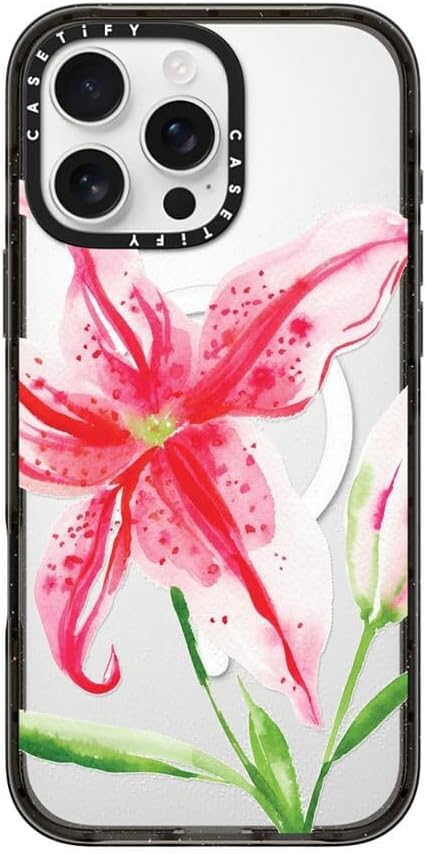 CASETiFY Impact iPhone 16 Pro Max Case [Slim/Compatible with Magsafe / 8.2 ft. 4X Military Grade Drop Protection] - Stargazer Lily - Clear Black