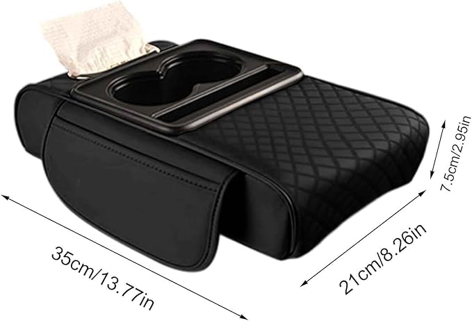 Car Armrest Pad for Toyota RAV4 XA50 RAV 4 2019-2024, PU Leather 5-in-1 Armrest Storage Box Center Console Cover Armrest Cushion Arm Rest Cushion Pads with Cup Holders and Tissue Box