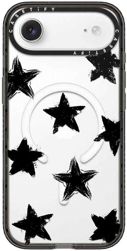 CASETiFY Impact iPhone Air Case [Slim/Compatible with Magsafe / 8.2 ft. 4X Military Grade Drop Protection] - Star Marks - Clear Black
