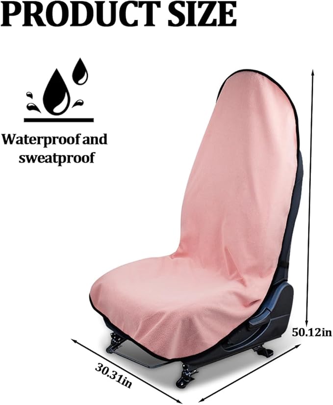 Car Towel Seat Cover, Performance Microfiber Washable Non Slip Vehicle Front Seat Covers, Sweatproof Automotive Interior Chair Protectors, Universal for SUV Automobile Truck (Pink)