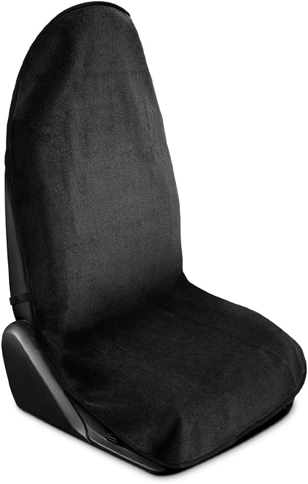 Car Towel Seat Cover, Performance Microfiber Washable Non Slip Vehicle Front Seat Covers, Sweatproof Automotive Interior Chair Protectors, Universal for SUV Automobile Truck (Black)