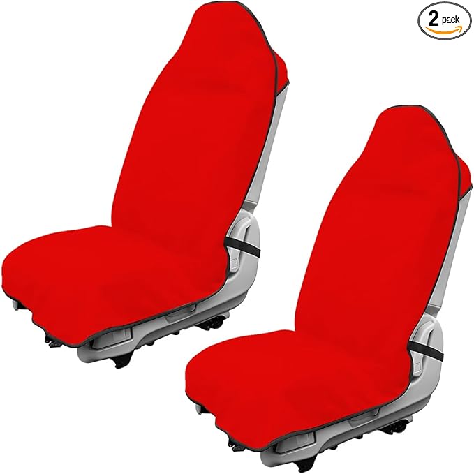 2PCS Car Towel Seat Cover, Waterproof Sweating Non-Slip Premium Soft Towel Carseat Protector, Universal Machine Washable Car Truck SUV Front Seat Cover for Gym Workout Beach Hiking (Red)