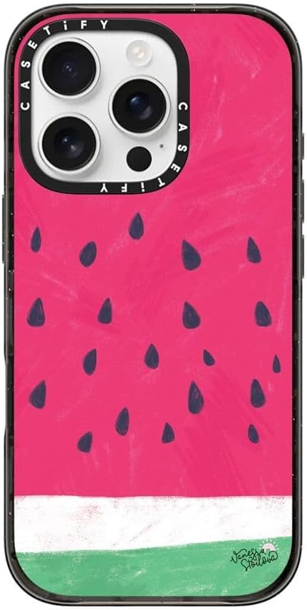 CASETiFY Impact Case for iPhone 16 Pro [8.2ft 4X Military Grade Drop Protection/Compatible with Magsafe] - Watermelon - Clear Black