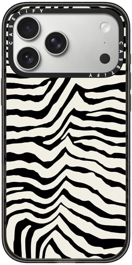 CASETiFY Impact iPhone 17 Pro Max Case [Slim/Compatible with Magsafe / 8.2 ft. 4X Military Grade Drop Protection] - Zebra Stripe- Back to Black - Clear Black