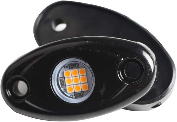 4Pods LED Rock Lights Amber Yellow LED Neon Underglow Light for Car Truck ATV UTV SUV Boat Underbody Glow Trail Rig Lamp