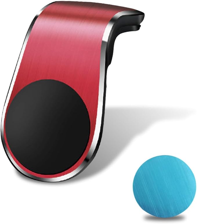 YoRise Magnetic Car Phone Holder, L Type 360° Rotatable Adjustable Car Air Vent Cellphone Mount, No-Hand Clip-On Navigation Bracket, Universal Vehicle Smartphones Stand Accessories (Red)
