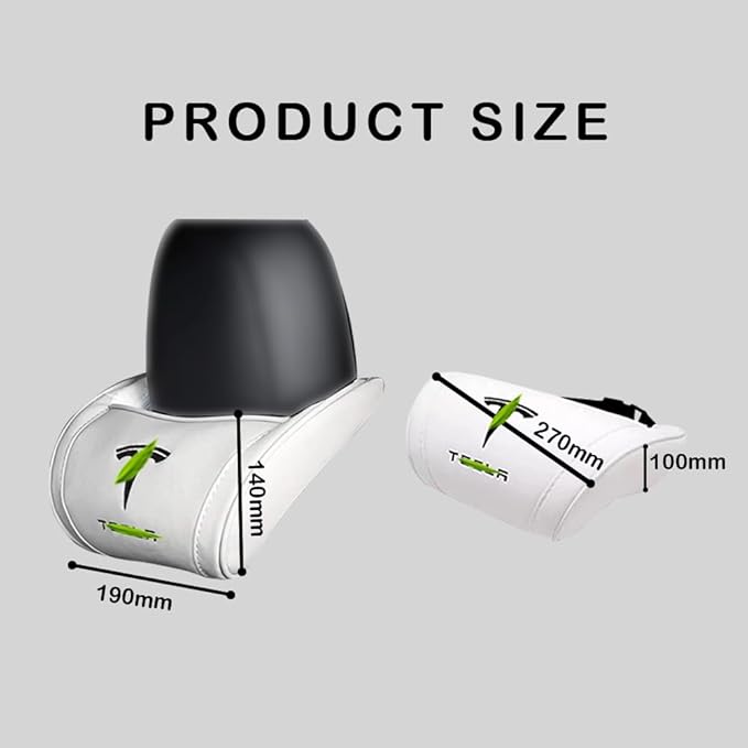 Car Headrest Neck Pillow Support Ergonomic, with Valve Stem Covers Accessory for Driving Seat Fatigue Relief Compatible with Model S X 3 Y & Cybertruck - 1 Piece
