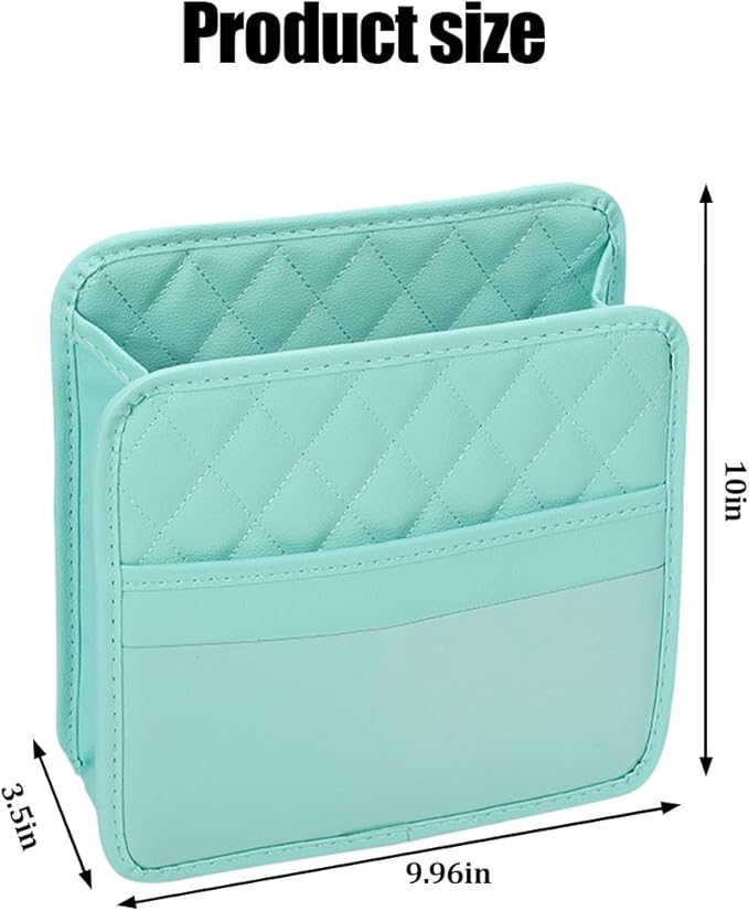 Car Seat Back Organizer, Leather Multipurpose Automotive Hanging Storage Bag Pockets, Vehicle Interior Backseat Trash Bag Can Organizer Accessories, Universal for Most Cars (Green)