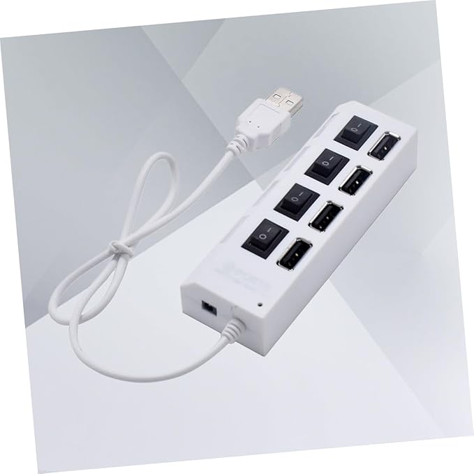 HOMSFOU 2pcs USB Hub Port Independent USB Divider for Easy Device Connectivity Office School Compact Design Built Cable