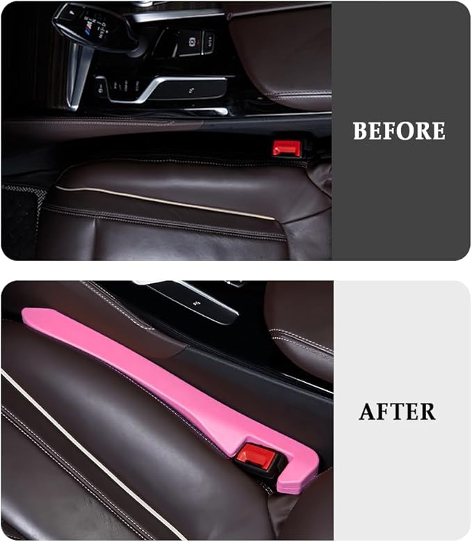 IHOTDER 2PCS Car Seat Gap Filler,Super Flexible Car Side Seat Gap Filler Car interior Accessories,Universal CCar Organizer Between Seats for Tightly Filling Seat Gaps (Pink)……