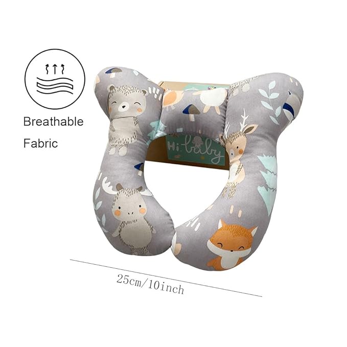 Baby Neck Pillows, Comfortable Baby Travel Head Neck Support Pillow for Car Seat Stroller Pushchair, Soft PP Cotton Travel Pillow for 0-2 Years Old Toddler Infant Newborn, Fox