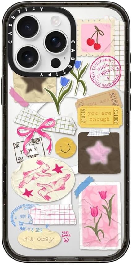 CASETiFY Impact Case for iPhone 16 Pro Max [Slim / 8.2 ft. 4X Military Grade Drop Protection/Compatible with Magsafe] - You are Stars Collage - Clear Black