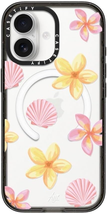 CASETiFY Impact iPhone 17 Case [Slim/Compatible with Magsafe / 8.2 ft. 4X Military Grade Drop Protection] - Tropical Holibob - Clear Black