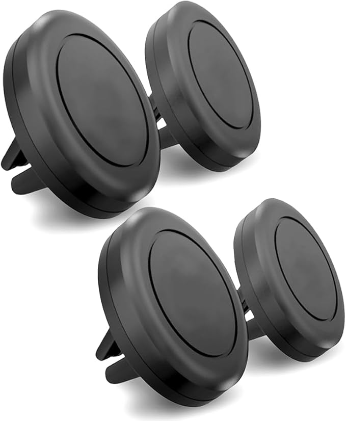 Universal Smartphone Holder - Air Vent Magnetic Car Mount (4 Pack Black) Compatible with iPhone 12/13/14/15/16 & Galaxy LG Android Cell Phone