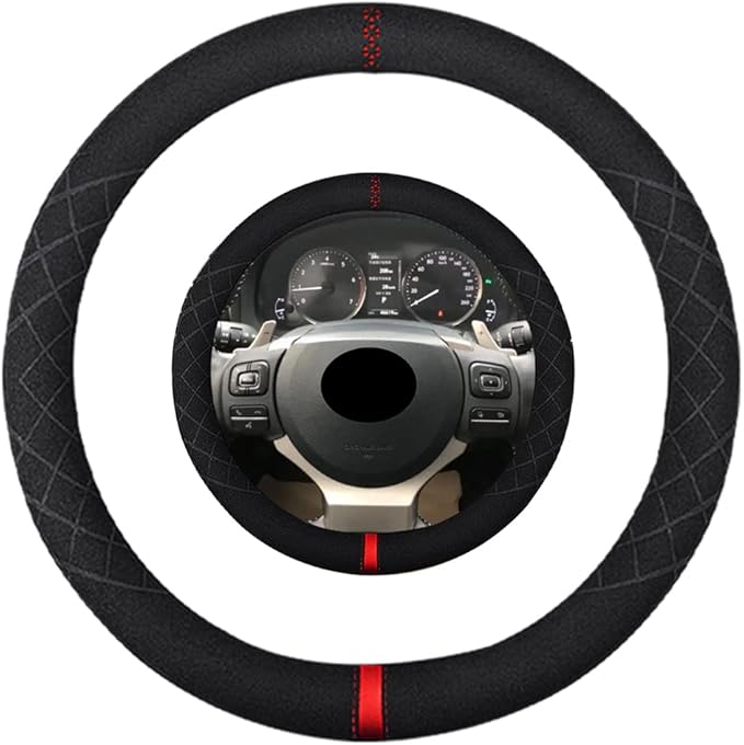 Suede Steering Wheel Cover,Compatible with Lexus IS300 IS350 RX350 NX300h IS250 Alcantara Leather Sport Non-Slip Wheel Cover Car Interior Accessories 15 inch For Man and Women
