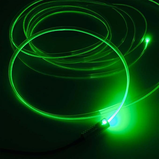 2mm 5meters Car Home LED Ambient Plastic Optic Fiber Light Source Kit Tool Free (12V,Green)