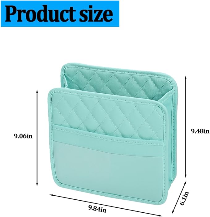 Car Seat Back Organizer, Foldable Leather Vehicle Backseat Storage Bag, Multifunctional Automotive Interior Hanging Pocket Accessories, Universal Fit (Green)