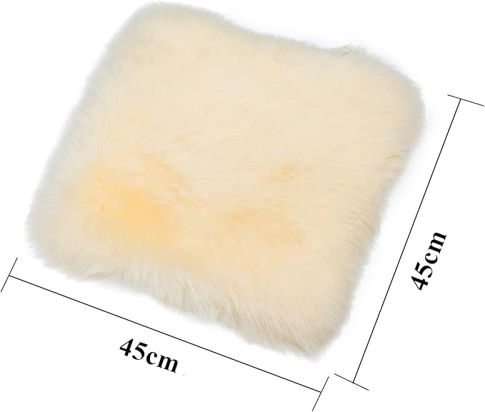 Winter Warmth: Universal Sheepskin Seat Cushion Cover - Natural Wool, for Cars, Trucks, SUVs & Vans - Cozy & Stylish Driving Companion Front Beige Yellow