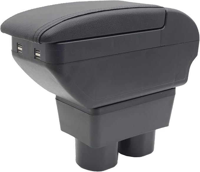 YJYWZH Armrest Box for Nissan Versa 2007-2011 Center Storage Box Hand Interior Centre Consoles with Cup Holder Arm Rest Double-Layer Accessories Black (4 USB Black with Black Thread)