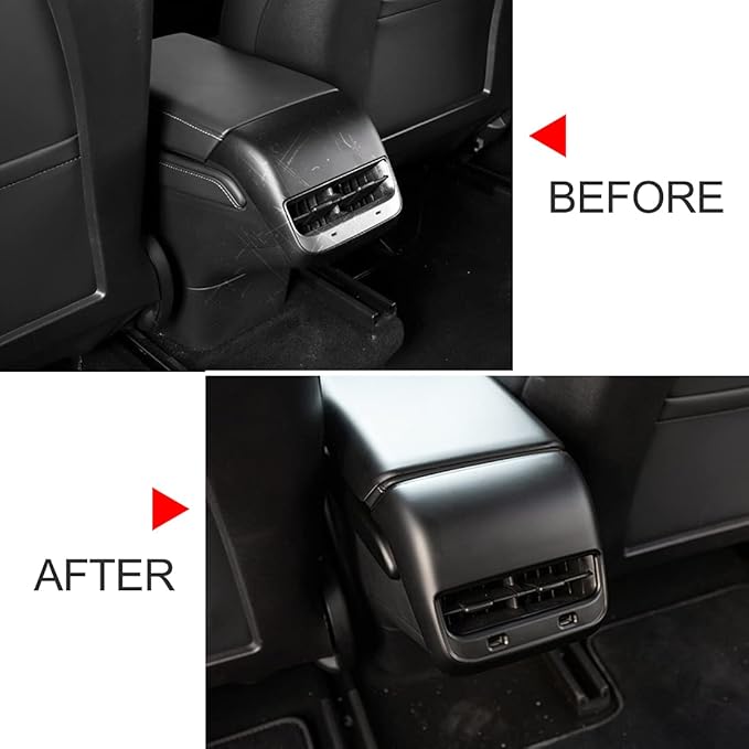 Black AC Vent Cover Rear Center Console Air Vent Covers Car Rear Armrest Box Air Conditioning Vent Outlet Trim Frame for Tesla Model 3 & Model Y, Interior Accessories