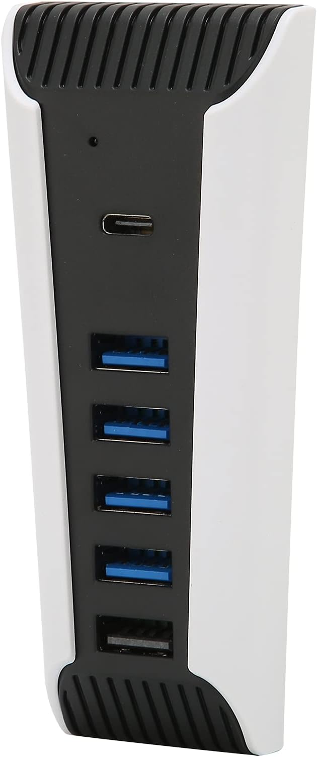 5 Port USB Hub for PS5, 5 in 1 High Speed USB Expansion Hub Charger Splitter Adapter with USB2.0 TypeC Ports for Console