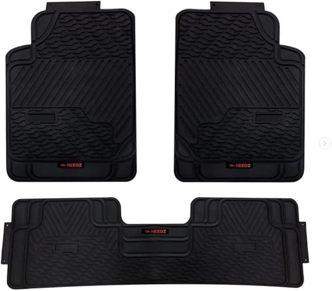NEEDZ UltraGuard Floor Mats for Cars, Trucks, and SUVs, HydroShield Waterproof & Weather-Resistant, Sturdy Rubber, Customizable Trim-to-Fit Protection, Anti-Slip Floor Liners, Full Set (Black).