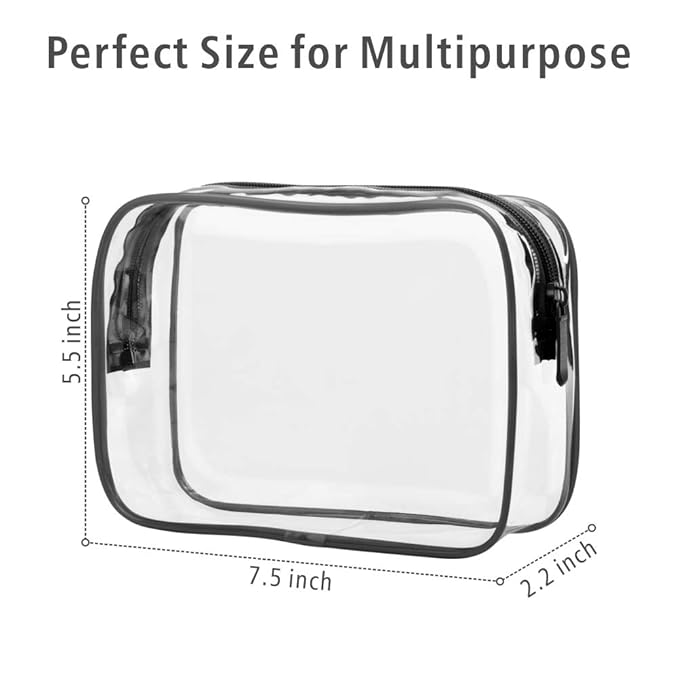 PACKISM TSA Approved Toiletry Bag 3 Medium - Quart Size Clear Makeup Bag for Carry On, Airport Security Compliant Clear Travel bag for Toiletries with Reinforced Seams, Black White Grey