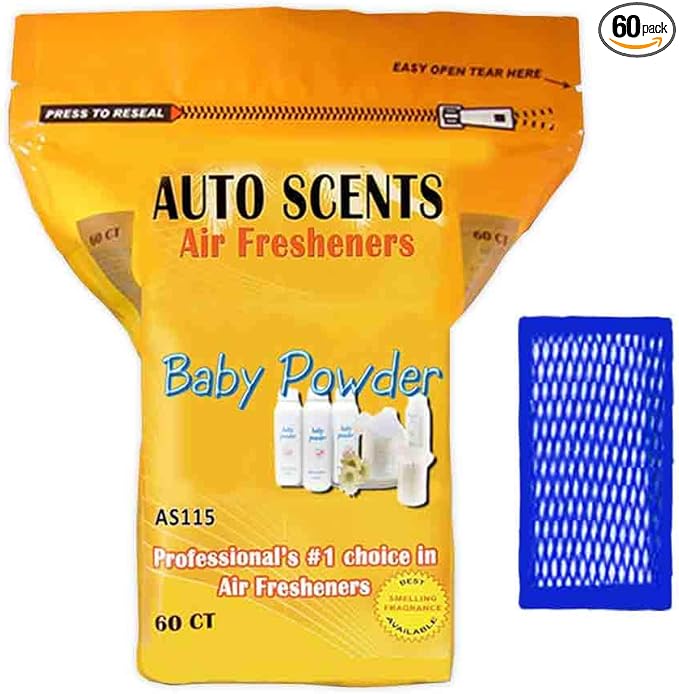 Professional Air Freshener Pads - Remove Worst Smells (60 Pads per Pack) - Baby Powder Scent - Yellow